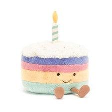Jellycat Amuseables Rainbow Birthday Cake Stuffed Toy, 6", Dessert Plush
