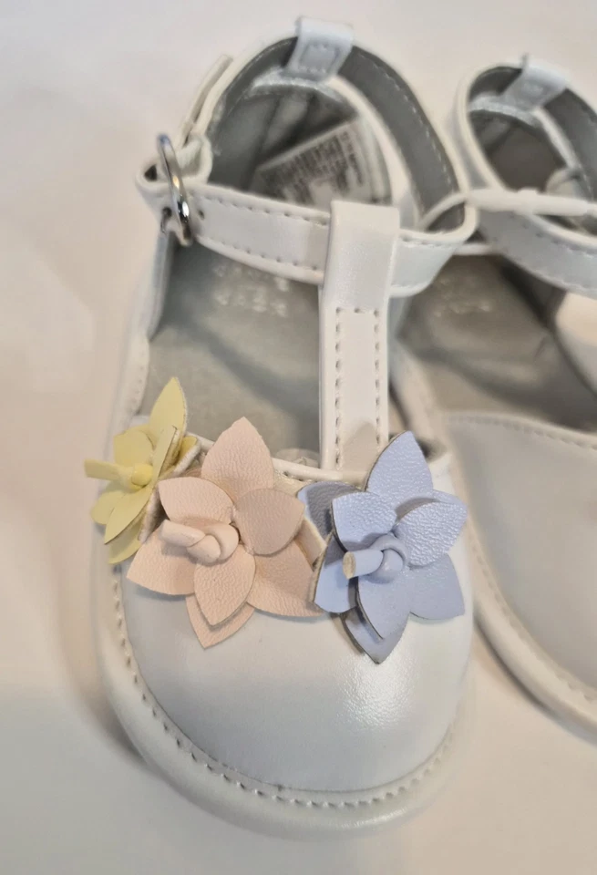 Janie and Jack Bebé Niña Blanco Floral T-Strap Zapatos - Talla 12-18 Meses Foto 3 de 4