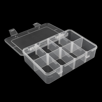 1 Pack Plastic 8-Grid Case Hard Plastic Storage Box with Detachable Blank for Sm