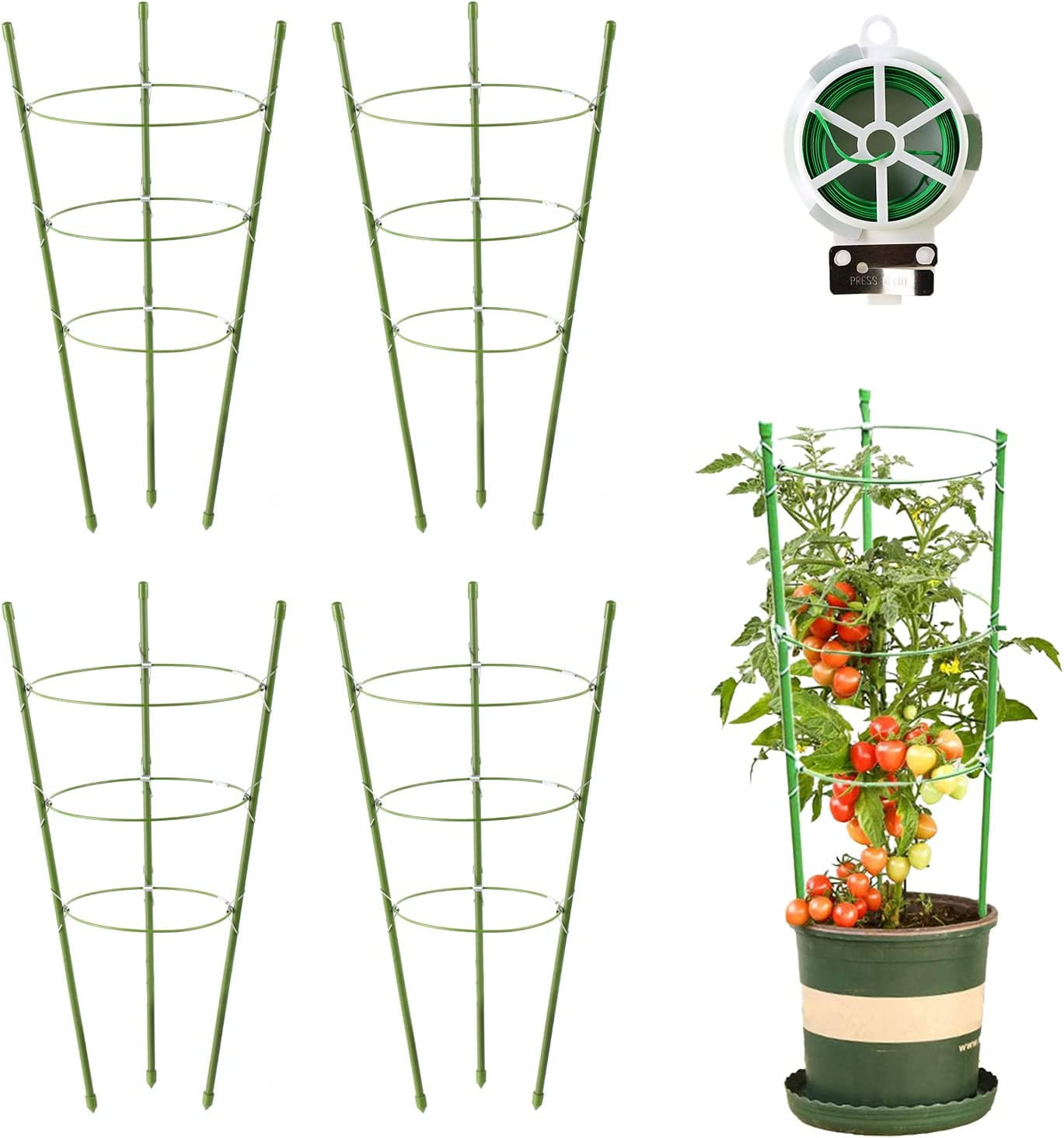 Tomato Cage Plant Support Cages for Garden Climbing Plants 18 inches  4 Pack 