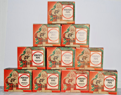 Lot of 10 Rare Vintage John Weisert Perfect Pipe Boxes Christmas Santa Claus