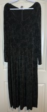 Vintage Coldwater Creek Leaf Print Long Sleeve Maxi Dress Stretch Witchy Goth