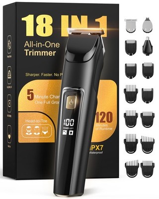 Beard Trimmer for Men, All-in-One Electric Razor & Hair Clipper, Waterproof C...