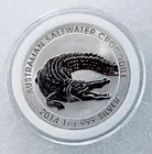 2014 Australian Saltwater Crocodile $1 Coin - 1 oz .999 Silver - B/U In Capsule