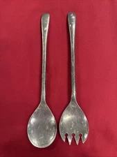 Vintage Silver Plated Salad Serving Spoon Set Made in Italy Rustic 9"