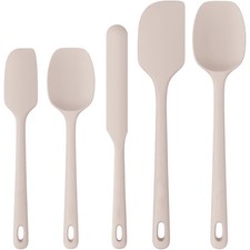Silicone Spatula Set 5 Pcs,Nonstick Cookware Safe,High Heat Resistant 600°F,Beig