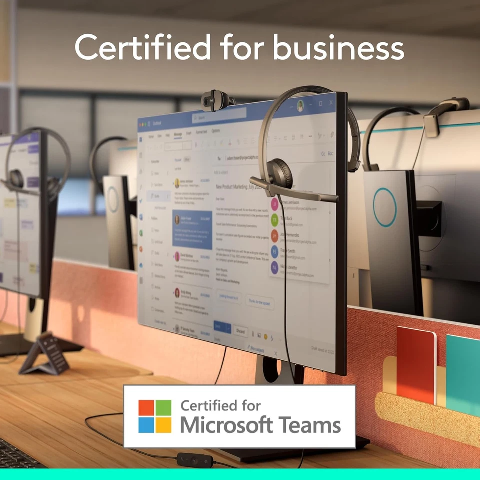 Logitech H570e USB Headset Microphone for PC Mac Black Noise-Canceling Mics - Image 2 of 4