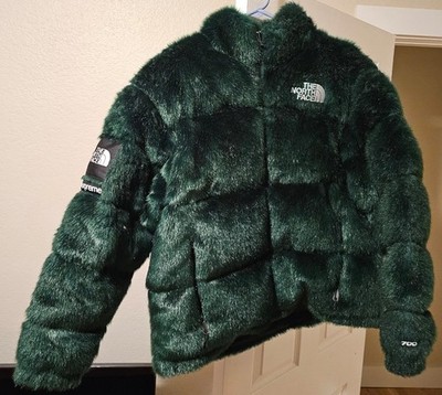 FW20 Supreme The North Face Faux Fur Nuptse Jacket Green Size L
