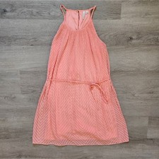 ELLE Women's Pink Sleeveless Scoop Neck Above the Knee Chevron Shift Dress Small