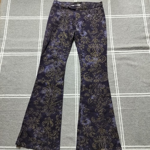 Vintage Y2k JNCO Größe 5 aubergine lila Paisley niedriger Bund Schlagjeans