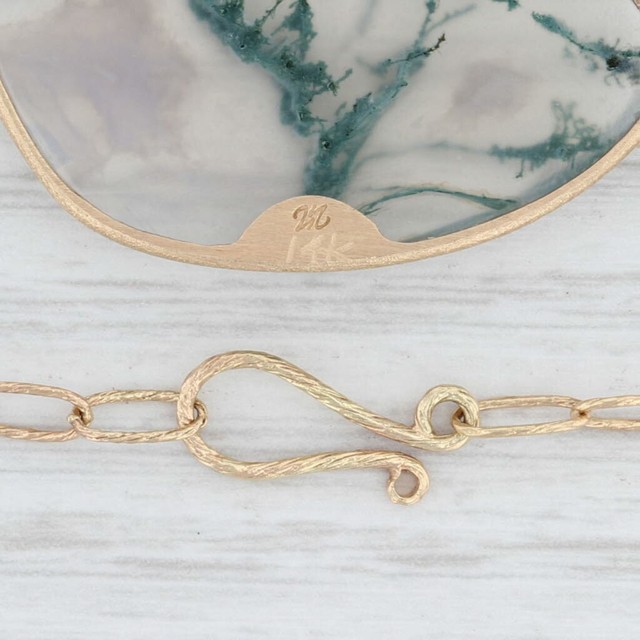 New Nina Nguyen Moss Agate Pendant Necklace Green Lace 18k Gold 19" | eBay