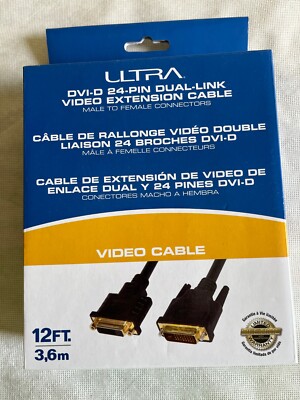 ULTRA 12 ft Digital Video DVID To DVI-D 24 Pin Dual Link Cable, Full HD