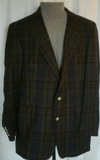 VTG 60s 44S Austin Reed Grey Brown Blue Red Blazer Sport Coat Pure Virgin Wool 