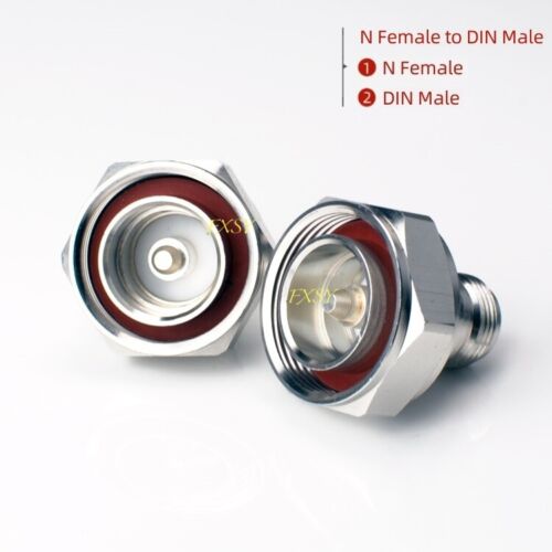 N Female to 7/16 DIN Male RF Coaxial Converter Coax Adapter N-DIN F/M - Picture 2 of 4