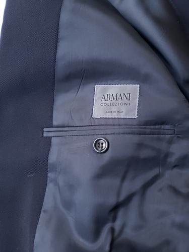 Armani Collezioni Wool Notch Lapel 3 Button Classic Black Blazer Jacket Size 40R - Picture 10 of 11