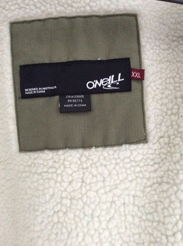 Excellent! ONeill Khaki fleece lined parka overcoat coat hoodie jacket Size XXL - Picture 4 of 5