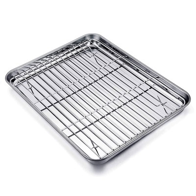 Baking Tray and Rack Set, Stainless Steel Baking Pan Cookie Sheet with Coolin...