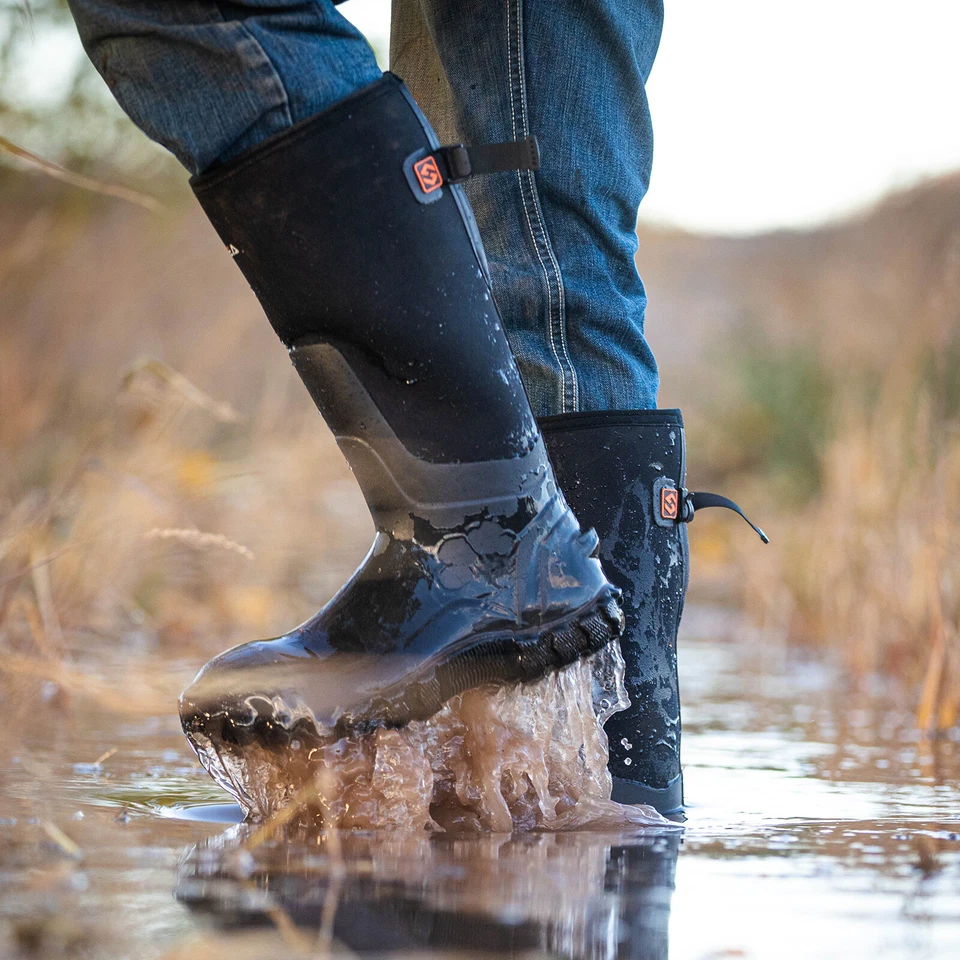HISEA Men Mid-Calf Rain Boots Waterproof Insulated Hunting Chore Mud Work Boots - Image 4 of 4