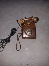 Telefon Vintage Holzoptik Gold Lyon
