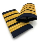 Epaulet Pilot Epaulette Sliders 4 Gold Mylar Bars Captain Navy Blue Cloth R1301