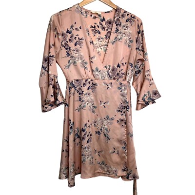 flowy wrap dress with sleeves Black Flowy Wrap Dress Style 251250 – Village Vogue main image 0