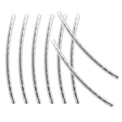 200Pcs Curved Noodle Tube Spacer Beads Long Twist(Silver)
