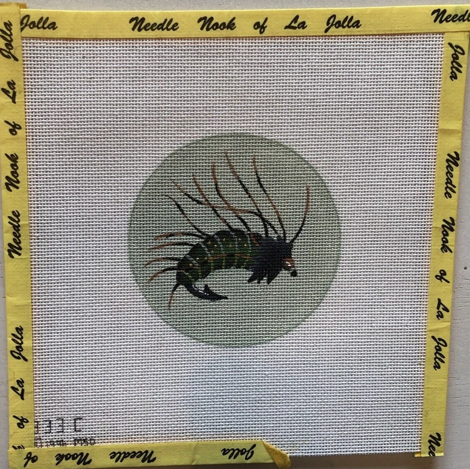 Melissa Shirley Fly Fishing Lure Handpainted Needlepoint Canvas 24 Ct 333-C 1996 - Image 3 of 4