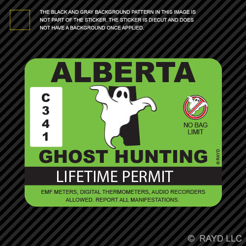 Calcomanía troquelada para caza de fantasmas Alberta Permiso de caza de fantasmas cazador paranormal Canadá - Imagen 1 de 1