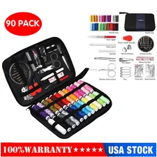Professional Sewing Kit DIY Mini Leather Craft Tools Needles Thread Scissor 90PC