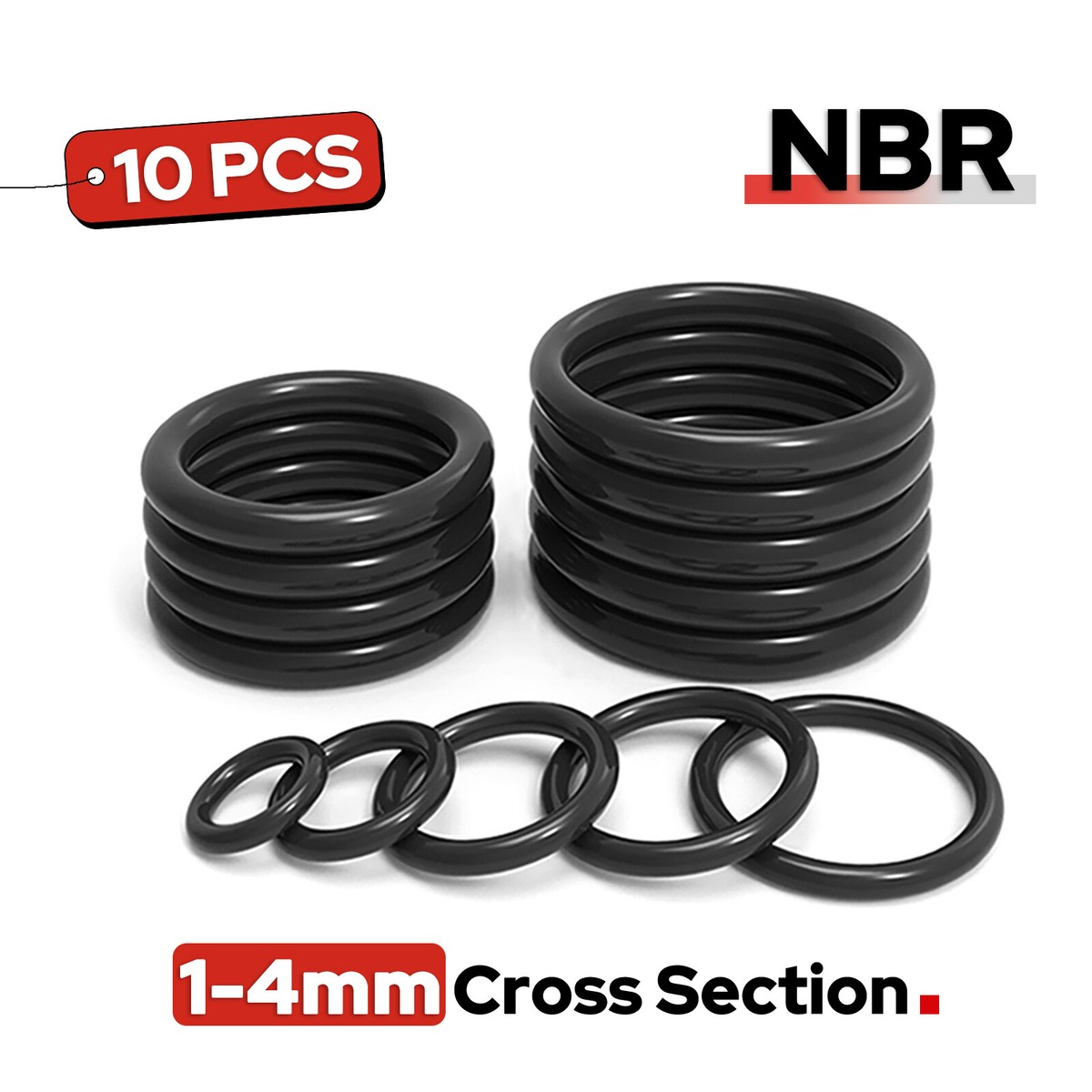 Cross Section O-Rings NBR Nitrile Rubber 1mm-70mm ID