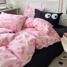 Cute Pink Bedding Set Duvet Cover Bed Sheet Pillowcases Home Textiles Queen Size