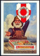 Modern Postcard: LIFEBUOY SOAP SAVES LIFE.  Advert Repro (Opie ROLS4). Free p&p