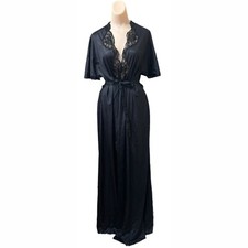 Vintage Diane Von Furstenberg Fairy Grunge Black Womens Robe Medium Witchy