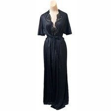 Diane Von Furstenberg Black Robe Medium Witchy Glam Fairy Grunge Whimsigoth Vtg