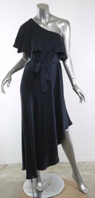 zimmermann one shoulder silk dress Zimmermann - Silk One Shoulder Drape Dress Onyx