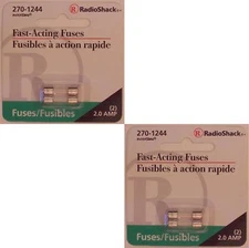 RadioShack Fast-Acting Glass Fuses 2-Amp 250 Volt 5x20mm 2A 250V 4/PK