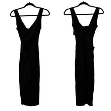 Alice & Olivia Lidia Front Twist Cutout Ribbed Knit Dress Size Medium Black