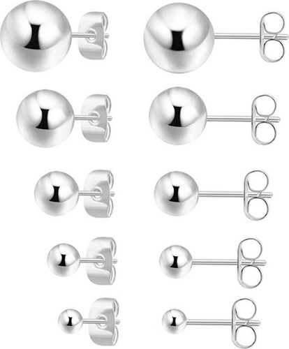 5 Pairs Tiny 925 Sterling Silver Ball Stud Earrings Set For Women Girls 2mm 3mm - Picture 7 of 12