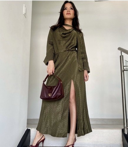 ZARA WOMAN NWT JACQUARD MIDI DRESS OLIVE GREEN | 5029/177 ALL SIZES - Picture 16 of 24