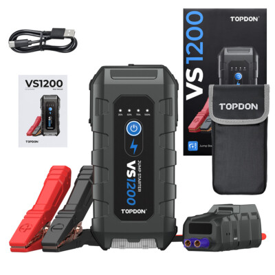 TOPDON 1200A Starthilfe Jump Starter Ladegerät Booster Powerbank Wie JS1200 3in1
