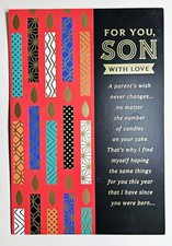 Happy Birthday For You, SON With Love /Greeting Card Large  Envelope 8 5.5" 