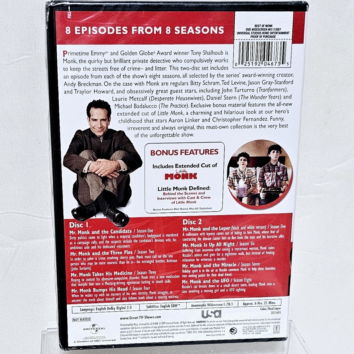 BEST OF MONK 8 EPISODES FROM 8 SEASONS DVD(Brand New) 25192046735