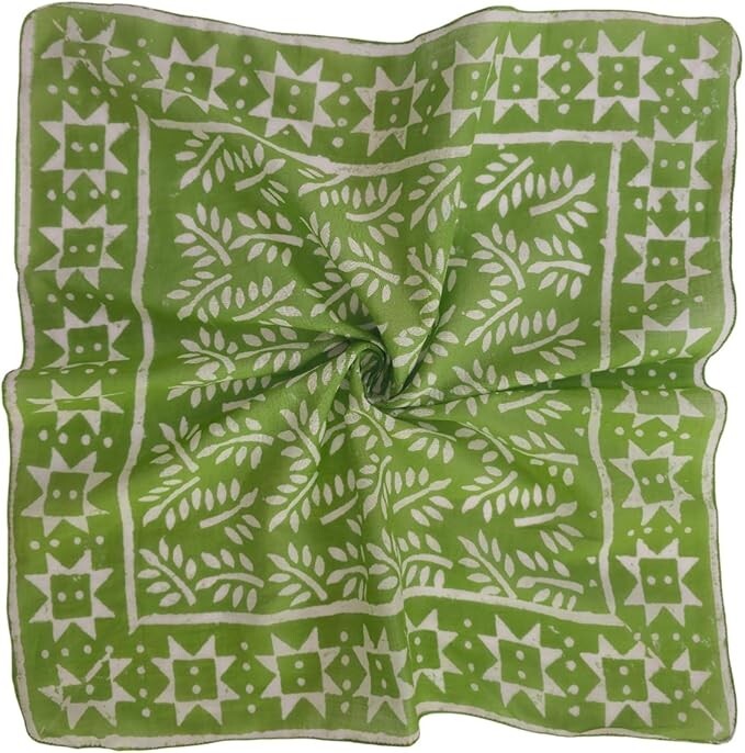 100% Cotton Soft Hand Block Printed Bohemian Bandana Scarf for Women