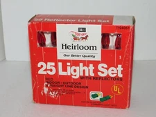 Vintage Sears Christmas Lights Red 25 Light Set  Reflectors Trim Shop Heirloom