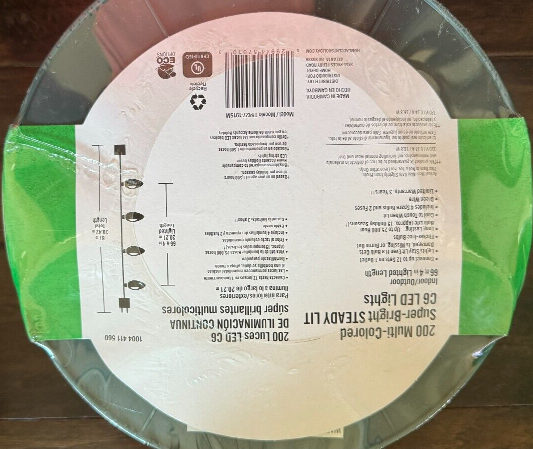 Home Accents 200 Ct MultiColored Super Bright Faceted C6 Steady Lit