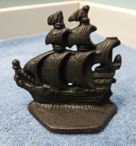 Cast Iron Clipper Ship Bookend 4" tall  Heavy - Picture 1 of 5
