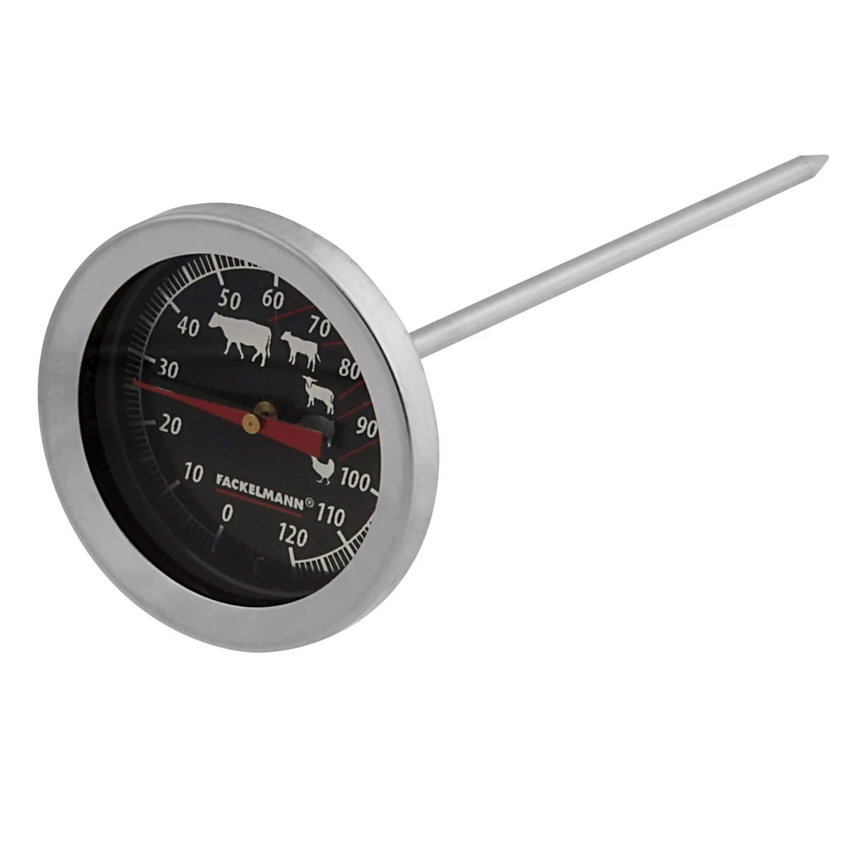 Termometro Per Barbecue In Acciaio Inox, 0-300°C, Con Sonda Da 63,5 Mm E Filetto M8, Calibro Tondo 52 Mm