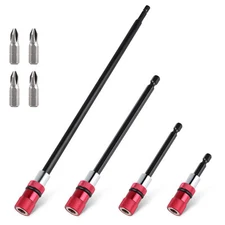 4Pcs Drill Extension 1/4" Hex Quick Release Bit Holder 12" 6" 4" 2"+4Pcs PH2 Bit