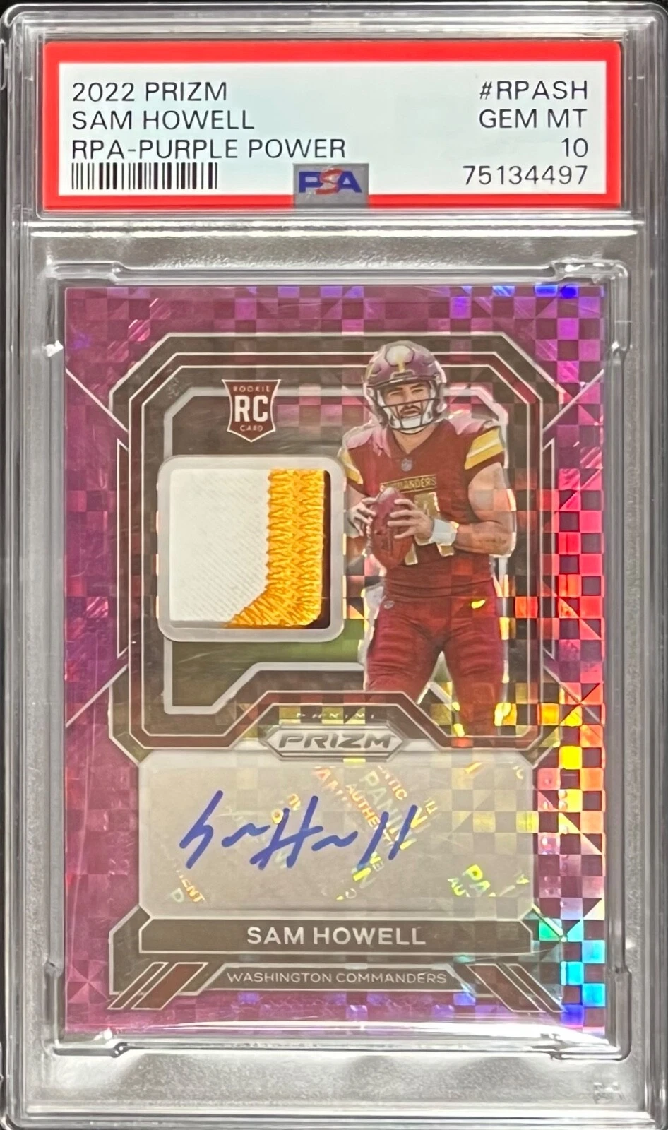 Sam Howell Panini Prizm Rookie Patch Autographs #RPASH Purple Power