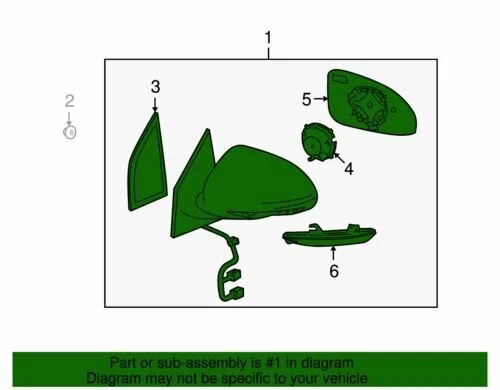 Подлинное загрунтованное боковое зеркало водителя GM 2008-2012 Buick Enclave в сборе 25867122 - Изображение 2 из 2